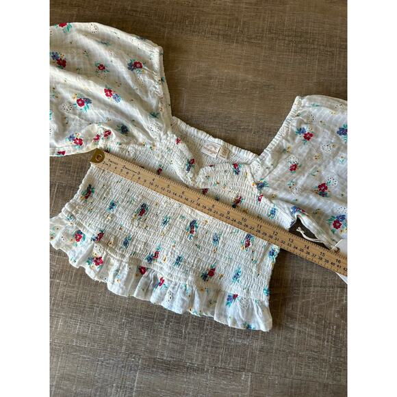 Billabong Wrangler Prairie Crop Top Womens M Floral Milkmaid Balloon Sleeve NWT - Picture 12 of 12
